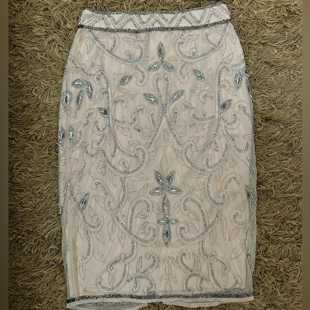 River Island White Embellished Midi Pencil Skirt